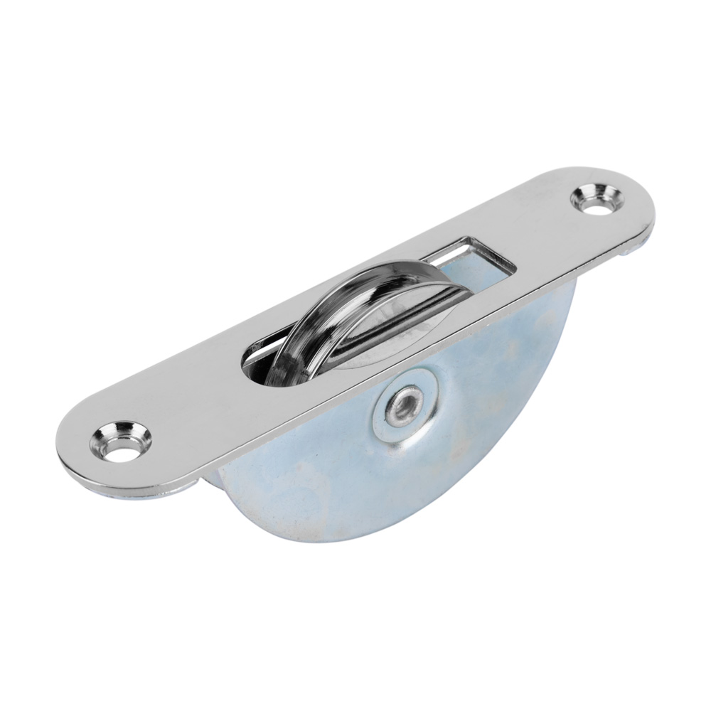 Radial Sash Pulley - 25mm x 116mm Plate (Radius Ends) - Polished Chrome
